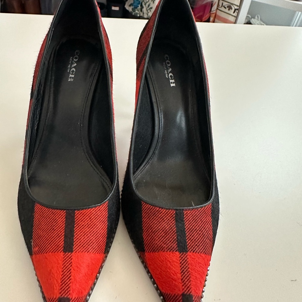 Coach Women's Heels in Red and Black Plaid